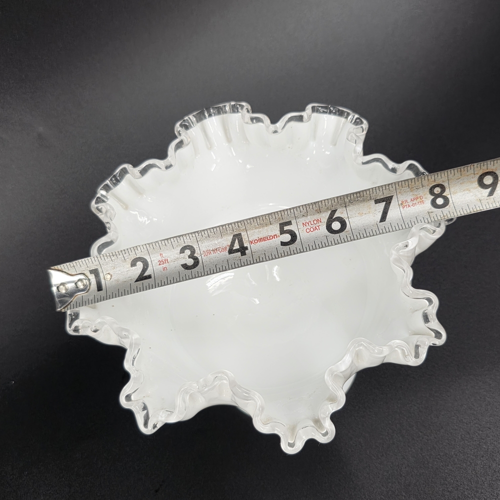 Fenton White Glass Ruffled Edge Compote - Picture 3 of 7